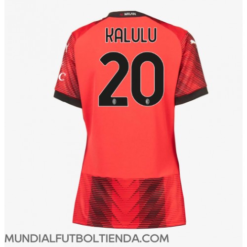 Camiseta AC Milan Pierre Kalulu #20 Primera Equipación Replica 2023-24 para mujer mangas cortas